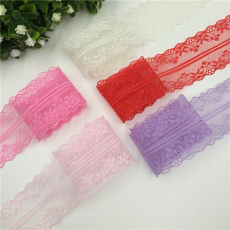 Nylon lace trim no elastic different designs flowers decorative Lace Trim Knitted Fabric for Lingerie & Clothing Net Material