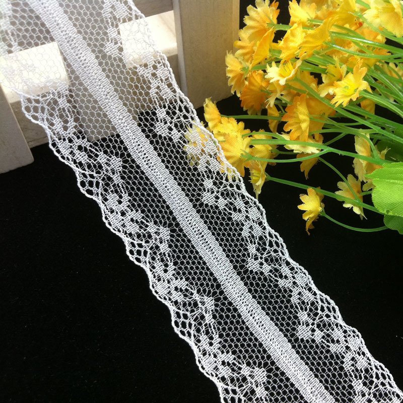 Nylon lace trim no elastic different designs flowers decorative Lace Trim Knitted Fabric for Lingerie & Clothing Net Material