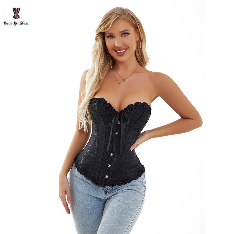 Plus Size Corsets For Women Gothic Bustier Corset Top Satin Boned Bodice Lace Up Overbust Corsage Corselet Bridal For Party