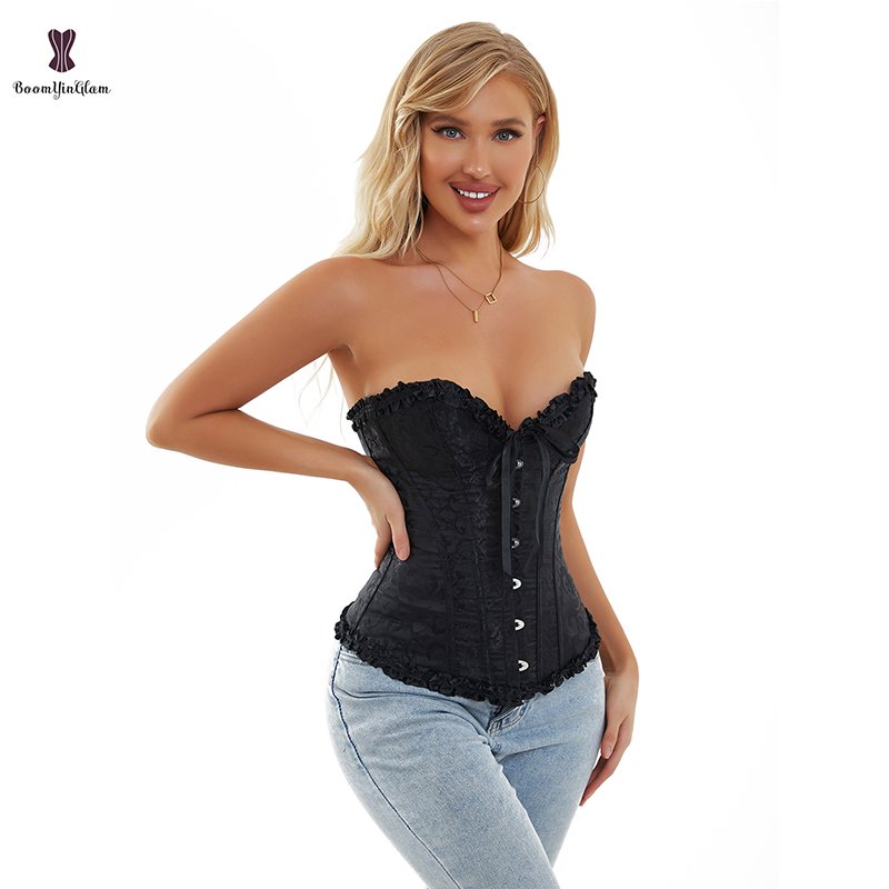 Plus Size Corsets For Women Gothic Bustier Corset Top Satin Boned Bodice Lace Up Overbust Corsage Corselet Bridal For Party