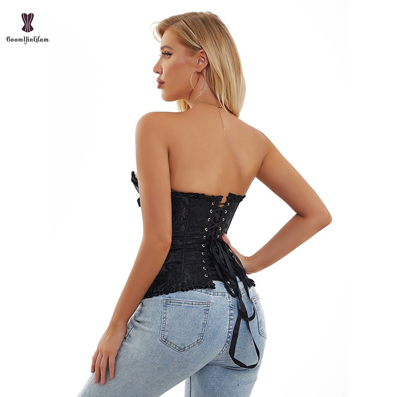 Plus Size Corsets For Women Gothic Bustier Corset Top Satin Boned Bodice Lace Up Overbust Corsage Corselet Bridal For Party