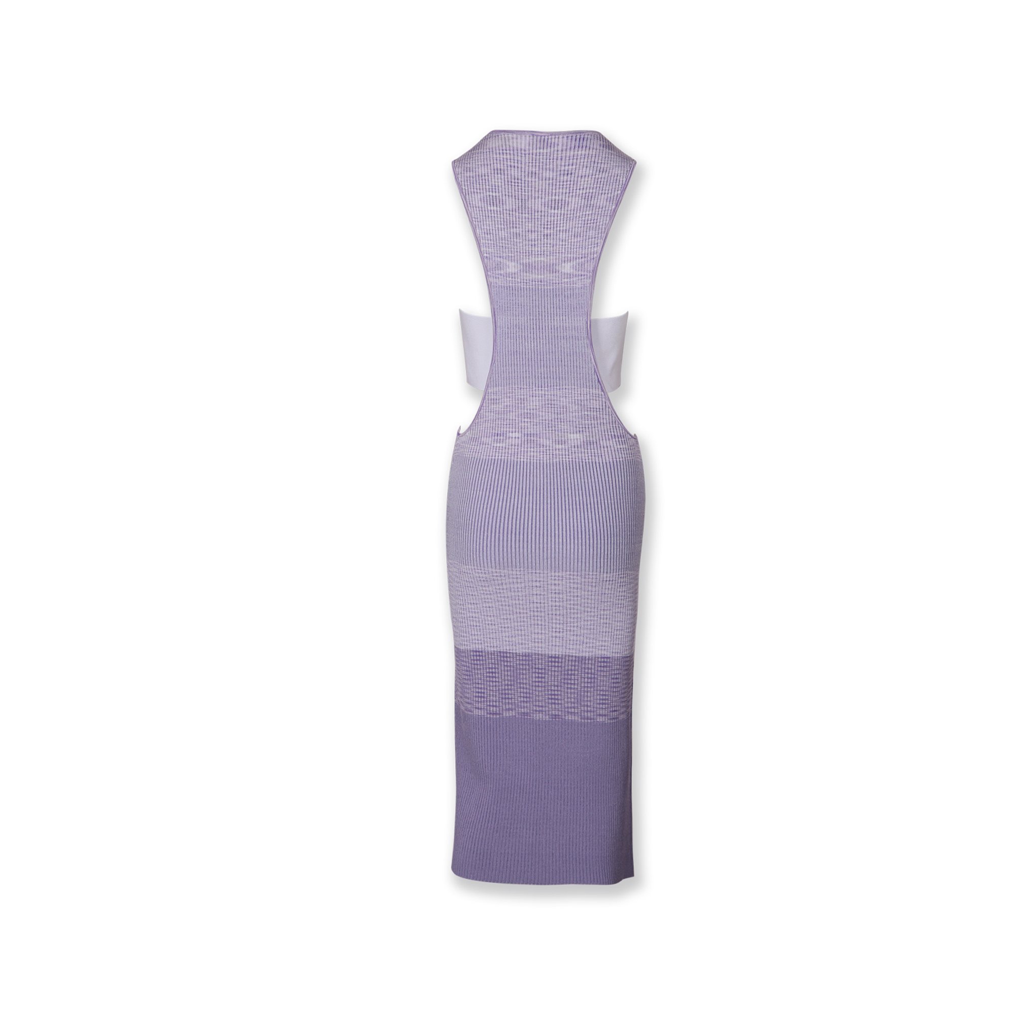 20ALW1402 Attractive Design Hollow Out Round Neck Sleeveless Rib Women Knit Long Sweater Dress