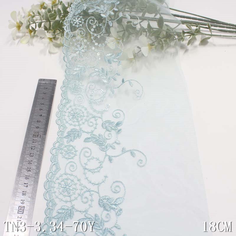 Tanglong Delicate Colorful Flowers Tulle Embroidery Lace White Mesh Lace Trim Fabric For Women Dress Garment