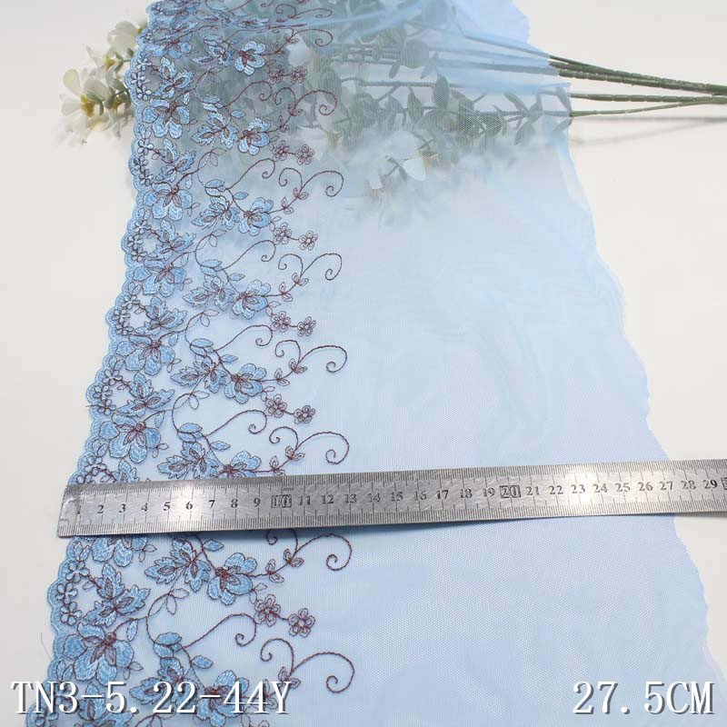 Tanglong Delicate Colorful Flowers Tulle Embroidery Lace White Mesh Lace Trim Fabric For Women Dress Garment