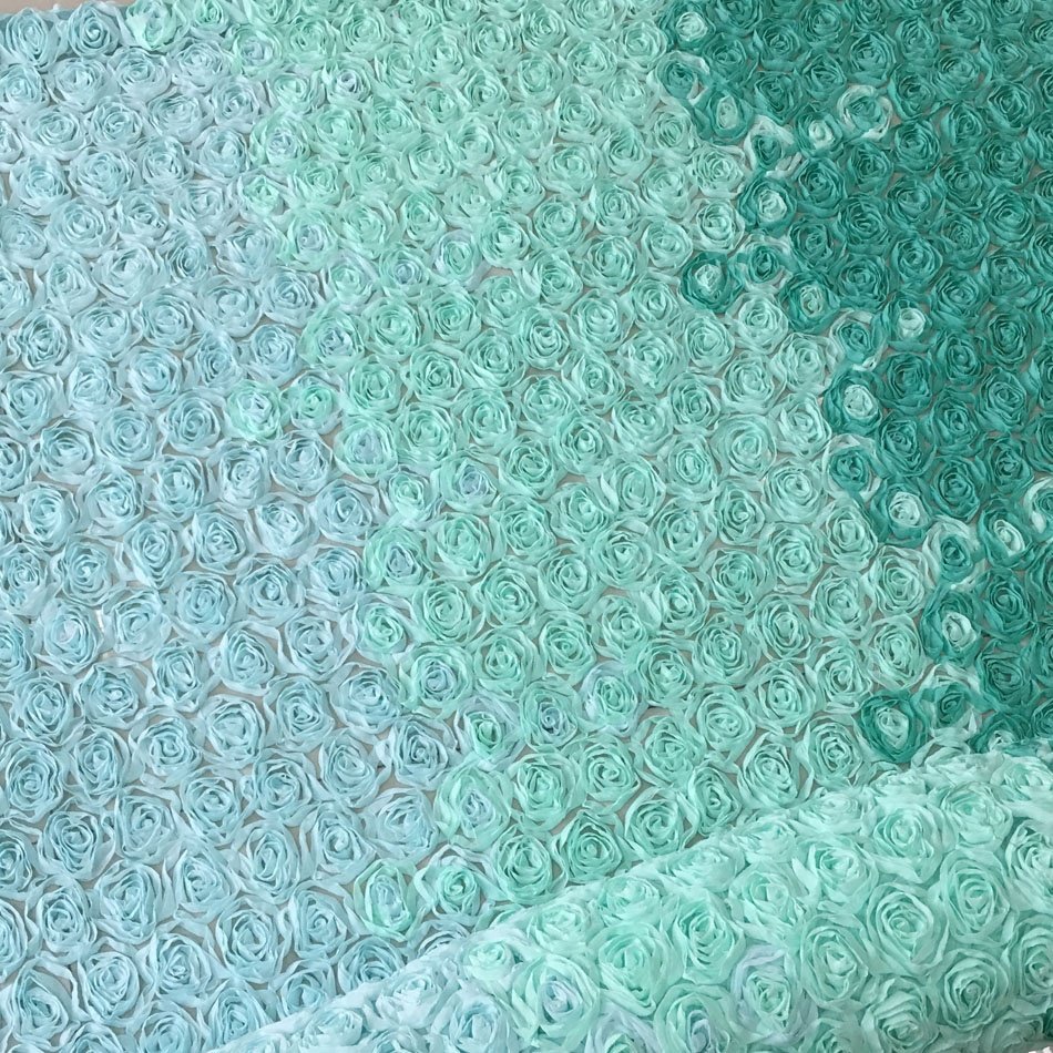 high quality allover 3d rose chiffon ribbon lower lace embroidered fabric for clothing, fashion embroidery fabrics for dress
