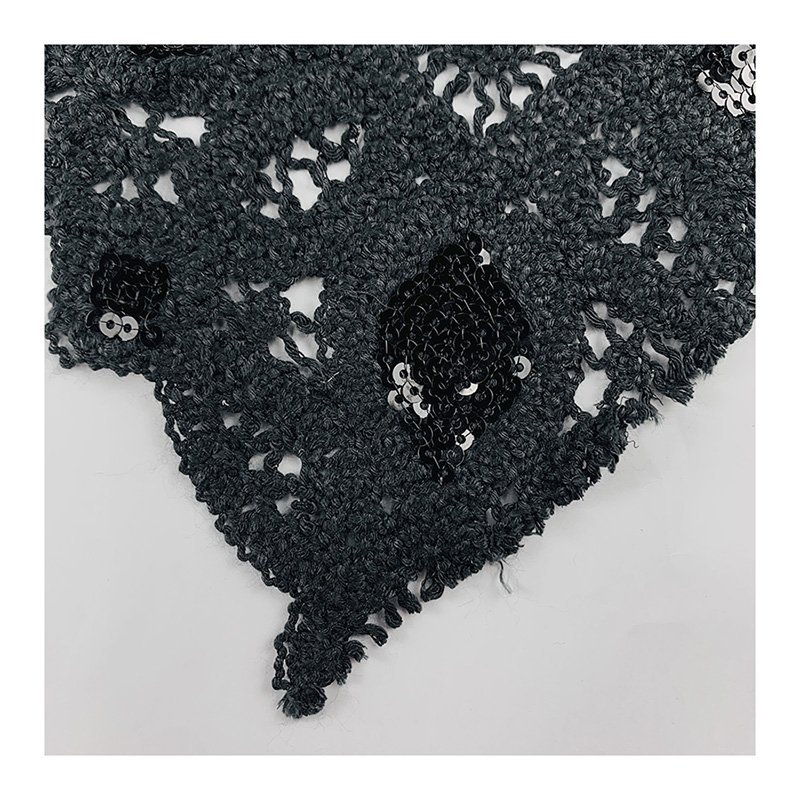 Factory direct supply lace embroidery fabric black Rope embroidery and wafer 100% polyester fabric for dress