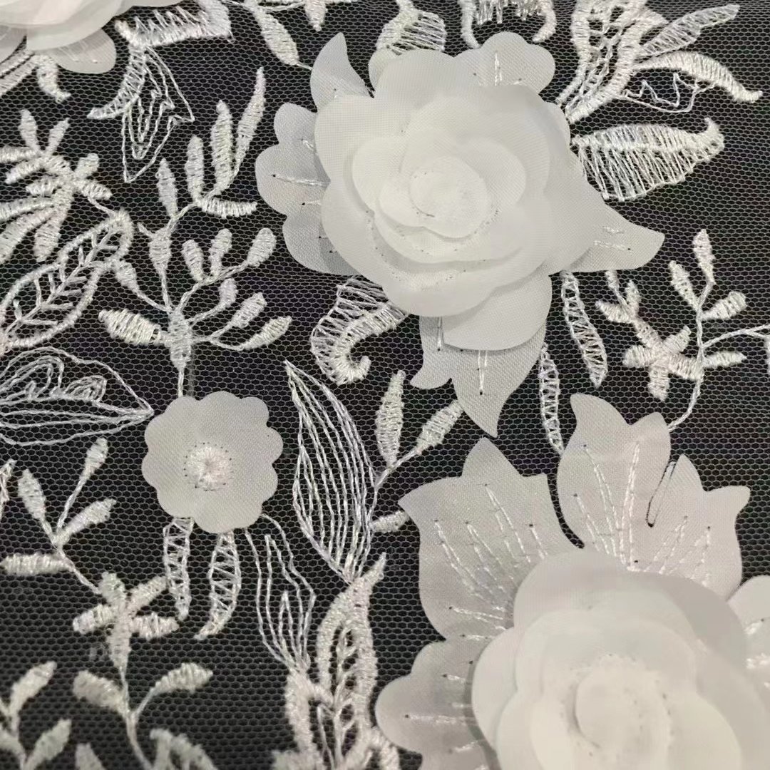 3d flower embroidery lace fabric for women party