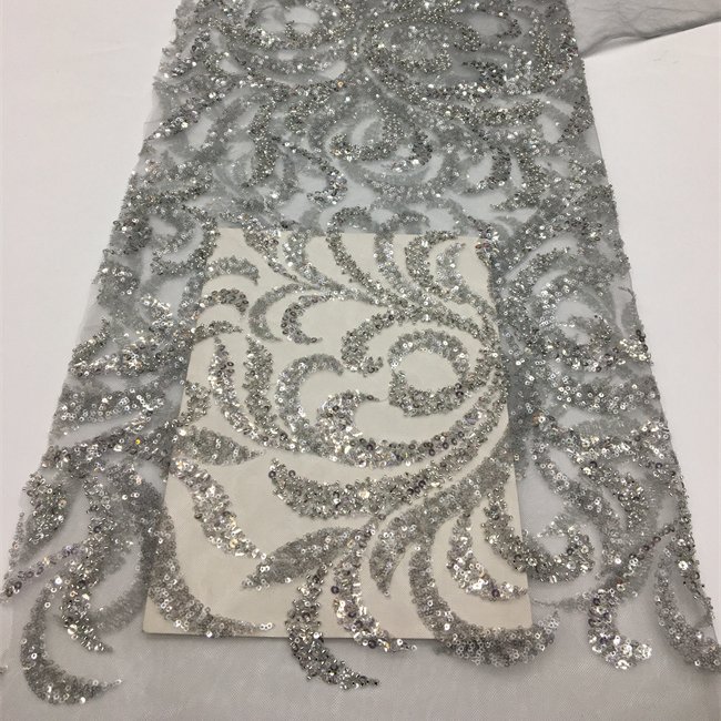 5yards minimum dyed color Rhinestone Mesh Fabric Wedding Crystal Sequined 3D Beaded Heavy Lace Embroidery Tulle Mesh Fabric