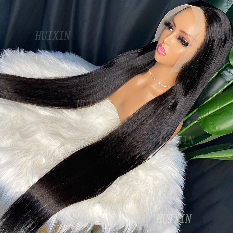Brazilian Indian Remy Virgin Raw Cuticle Aligned 100% Human Hair 40 inch straight 180% 13x4 hd lace frontal wig