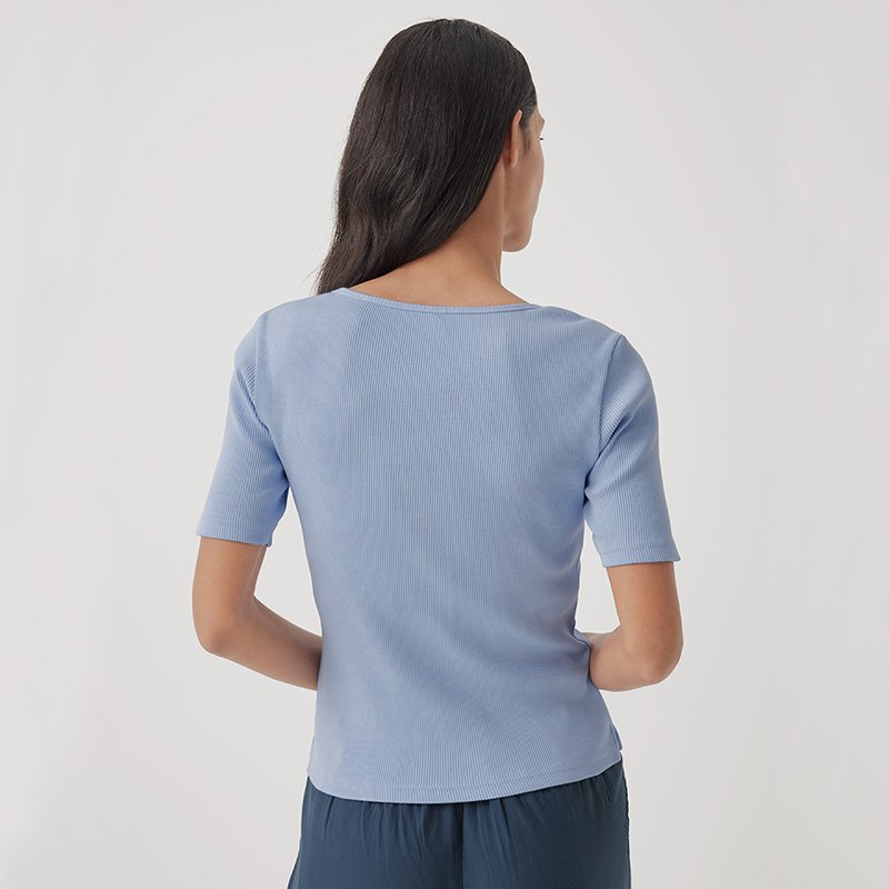 Custom Women Y2K Square Neck Ribbed Knitted Henley Shirt Button V Neck Slim Fit Long Sleeve Bamboo Crop Tops Streetwear Clubwear