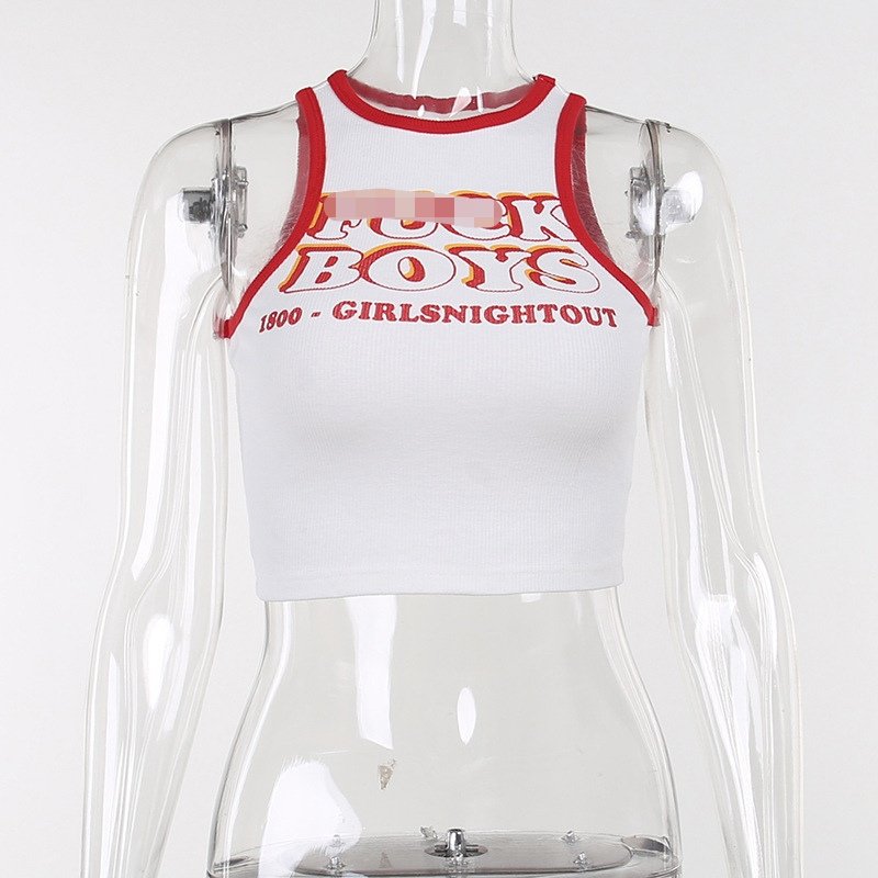 F Boys Crop Tops Woman Sexy Fashion Sleeveless Knit Ribbed Vest Top Women Boutique Clothing Girls Night Club Tops