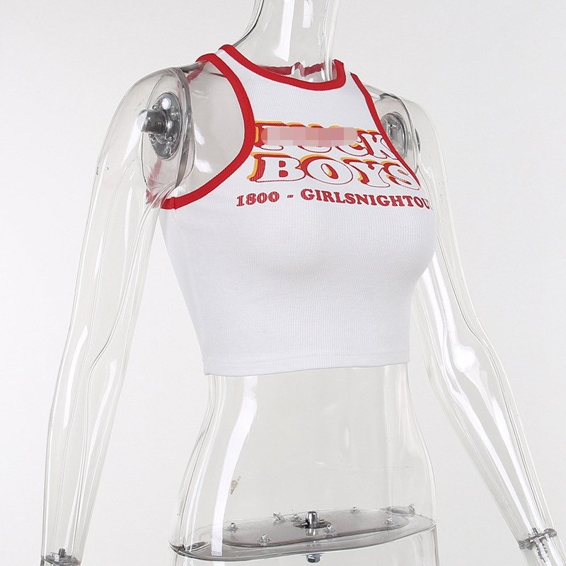 F Boys Crop Tops Woman Sexy Fashion Sleeveless Knit Ribbed Vest Top Women Boutique Clothing Girls Night Club Tops