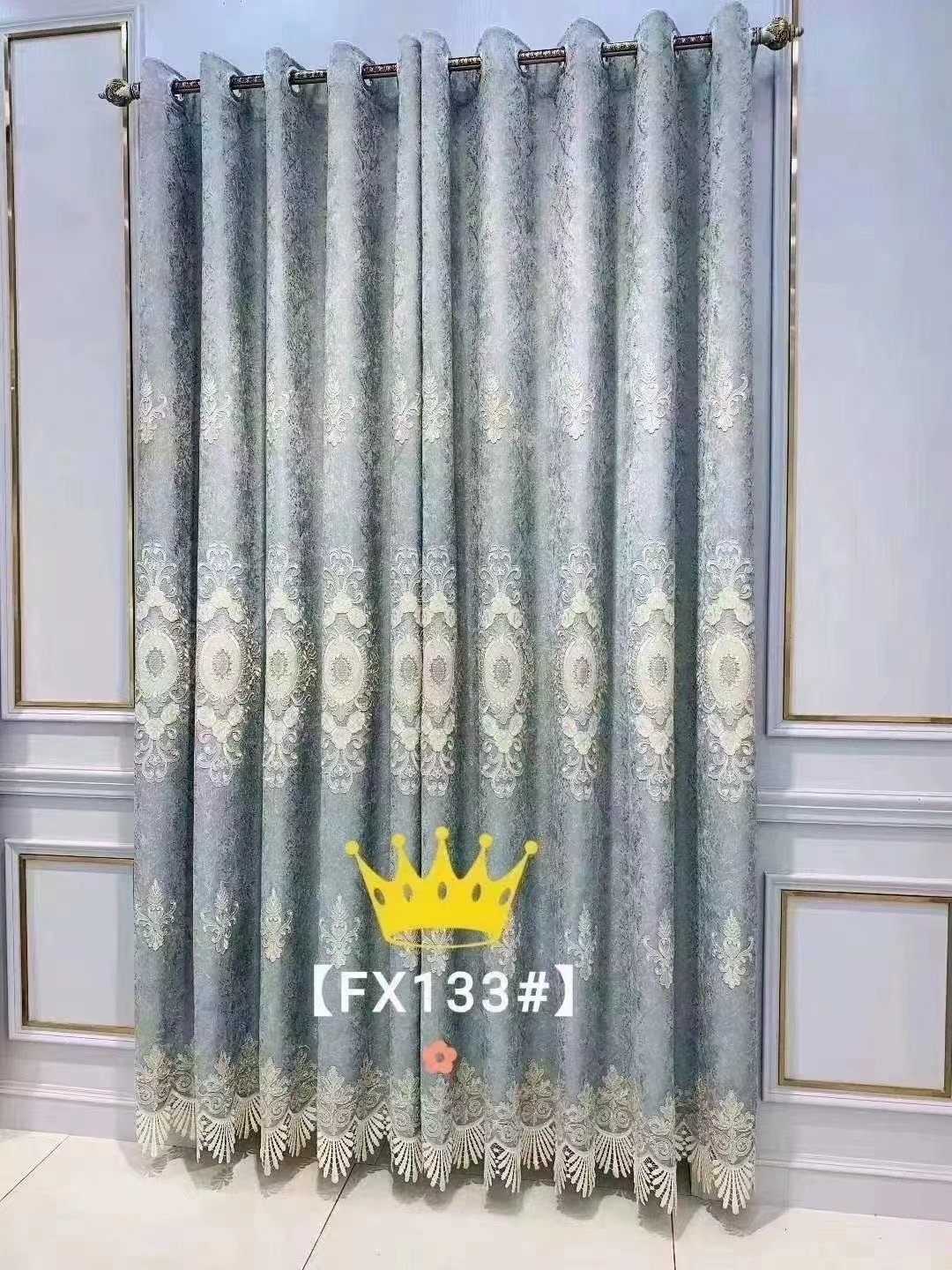 Manufacturer luxury blackout embroidered curtain fabric drapes for the living room