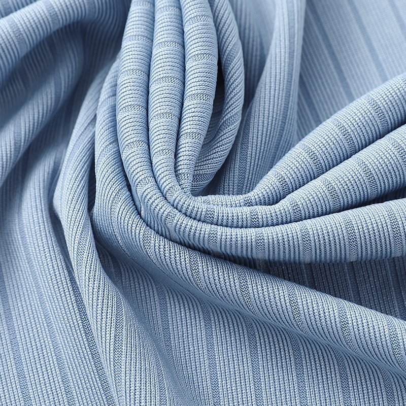 Custom 100% Polyester Spandex Stretch 4x2 8X3 Rib Fabric Knitted Fabric for winter Women clothing