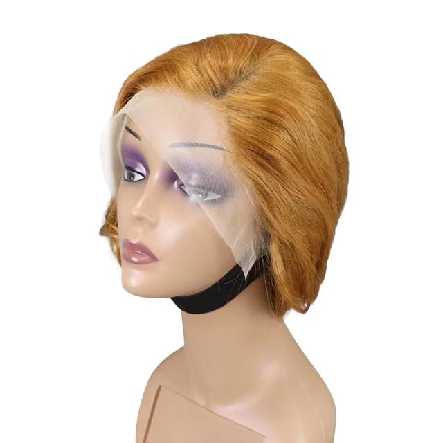 High Density Short Pixie Wigs Vendor Wholesale Natural Black 13x4 Full Frontal Bob Wigs Human Hair Lace Front Wig For Women