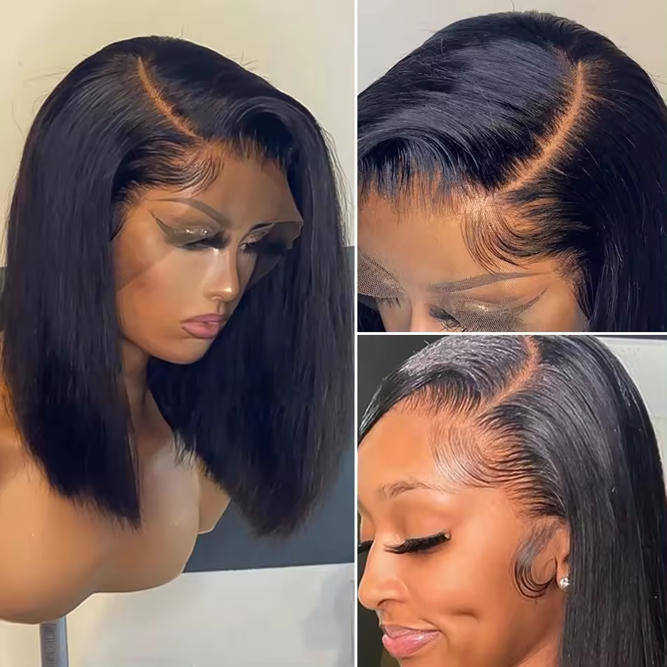 Wholesale Peruvian Short Bob Wigs Human Hair Lace Front Wigs For Black Women Straight Hd Swiss Lace Frontal Wigs