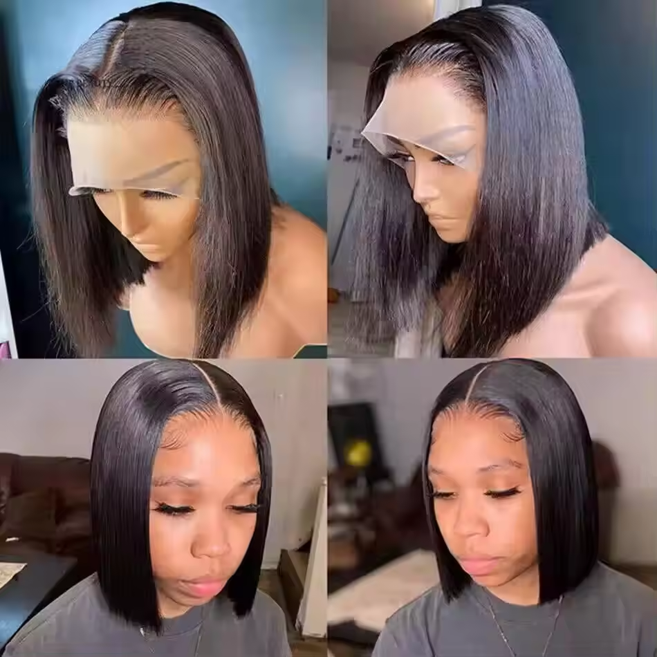 Wholesale Peruvian Short Bob Wigs Human Hair Lace Front Wigs For Black Women Straight Hd Swiss Lace Frontal Wigs