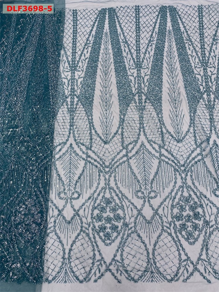New Embroidery Fabric Laces Fabrics Tulle Beads And Sequins Bridal Dress Lace Pearls Lace Fabric 3D beaded tulle