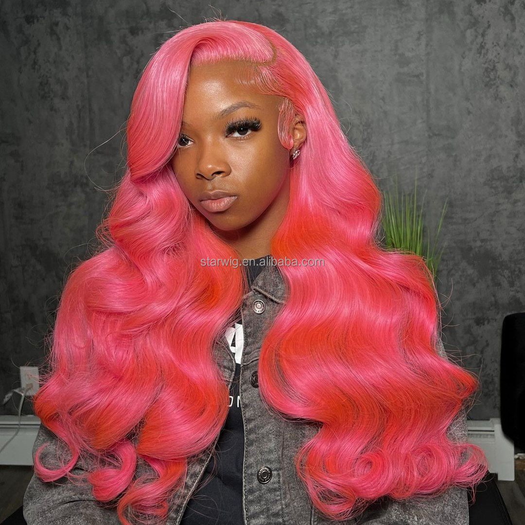 Pink 13x4 HD Lace Front Wig Body Wave Lace Front Wigs For Women 613 Colored Lace Frontal Blonde Human Remy Hair Wigs