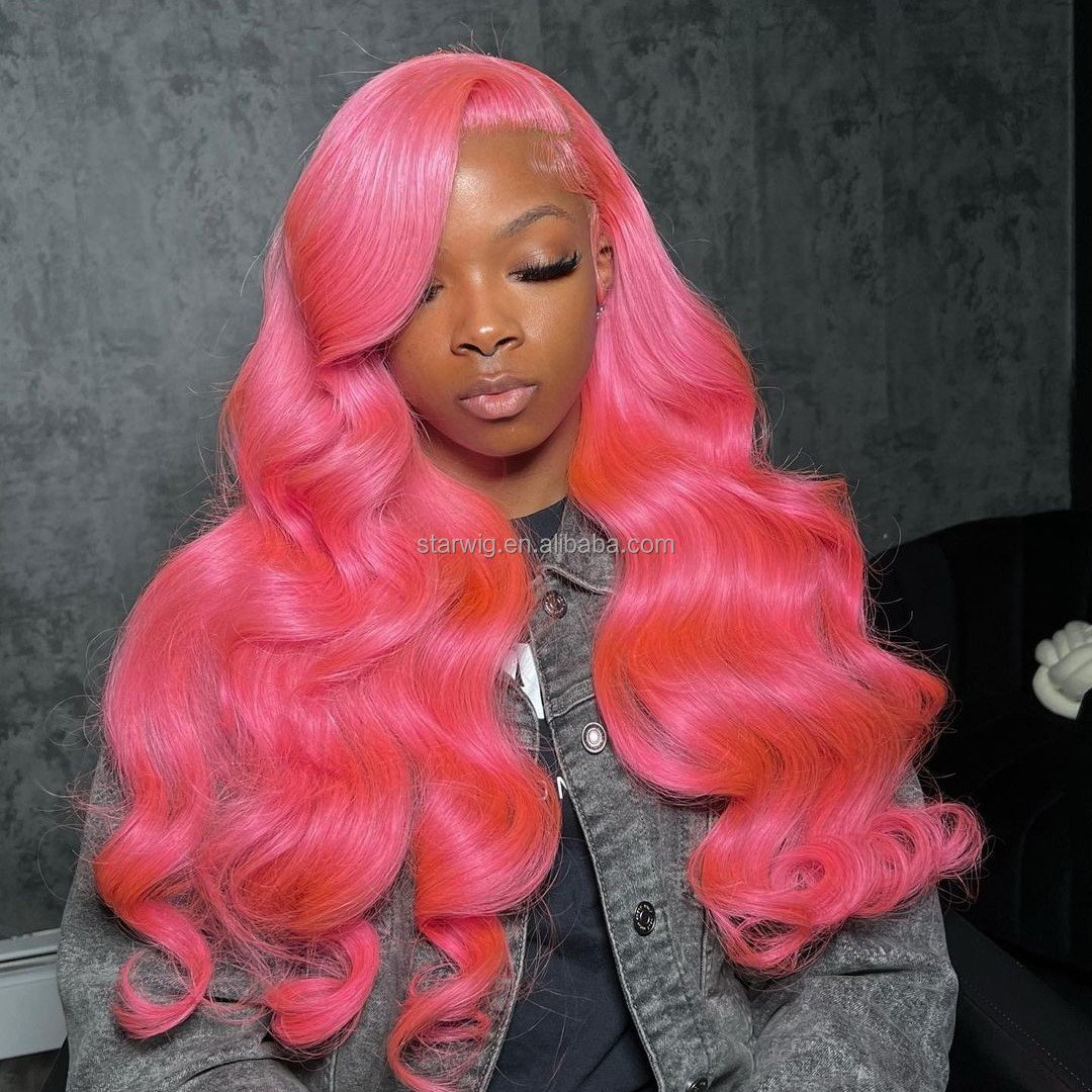 Pink 13x4 HD Lace Front Wig Body Wave Lace Front Wigs For Women 613 Colored Lace Frontal Blonde Human Remy Hair Wigs