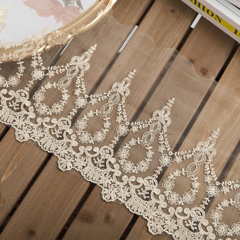 22cm Width Gold Lurex Thread Water Soluble Mesh Embroidery Lace For Lolita Clothing Accessories