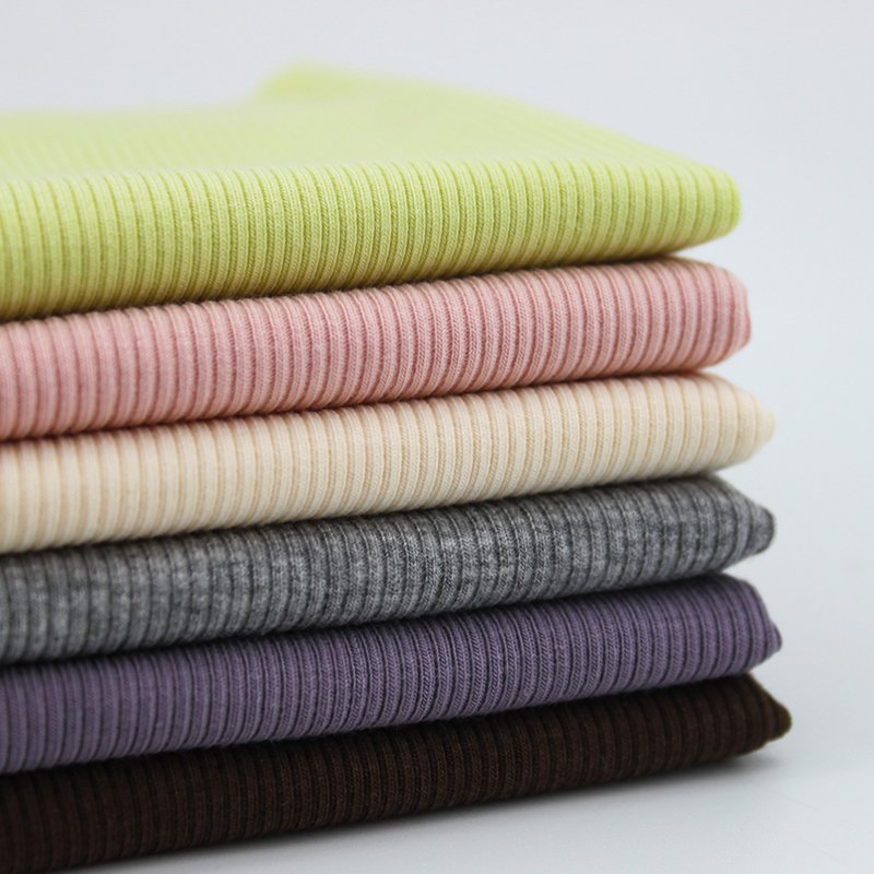Ribbed style cotton rayon spandex rib knit fabric 2*2 for clothing kids garment women camisole
