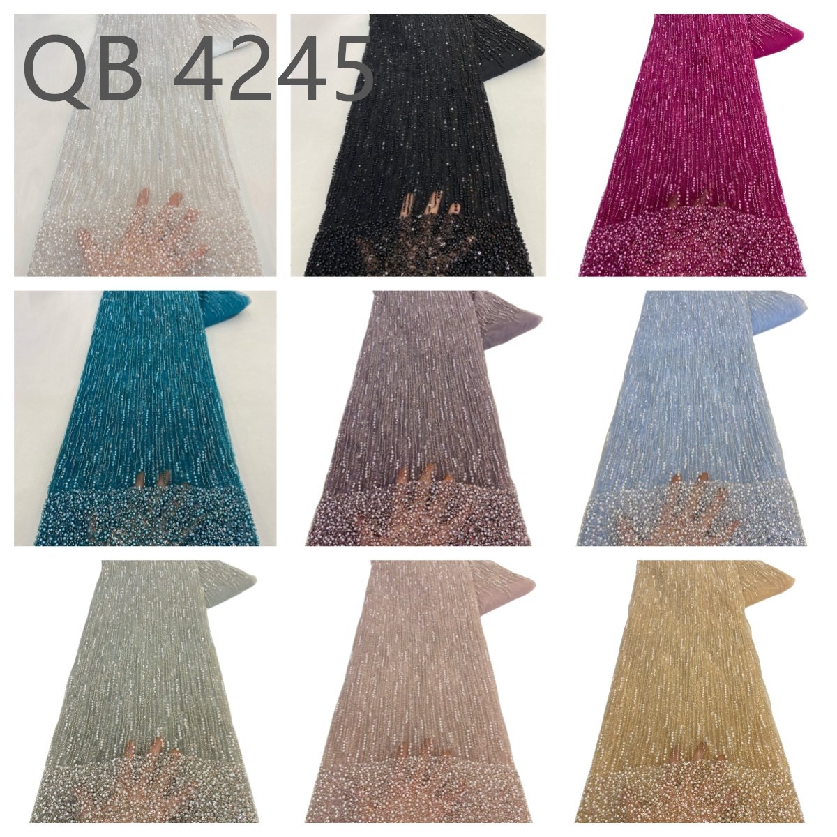 YZW Gold supplier african sequins embroidery french tulle african lace fabric with beads and sequin