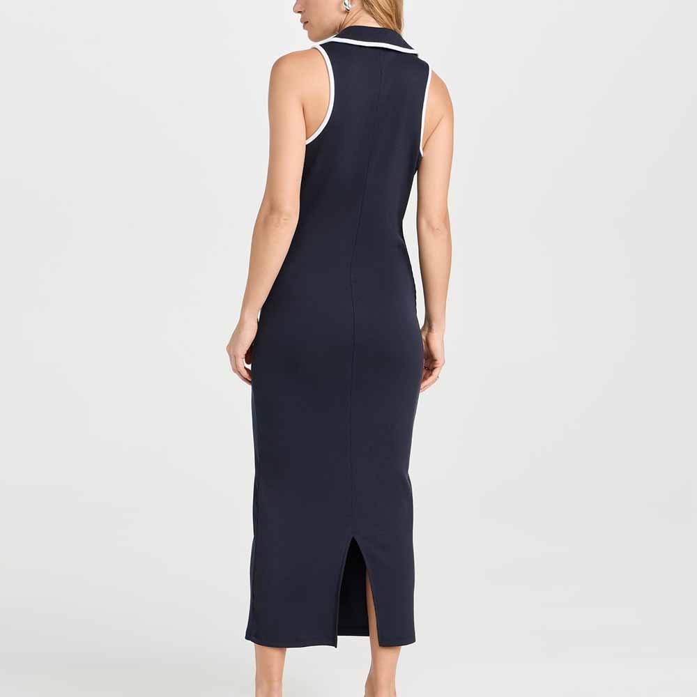 Knitwear Manufacturer Custom Spring Summer Autumn Winter Stripe Sleeveless Knitted High Vent V Neck Dress