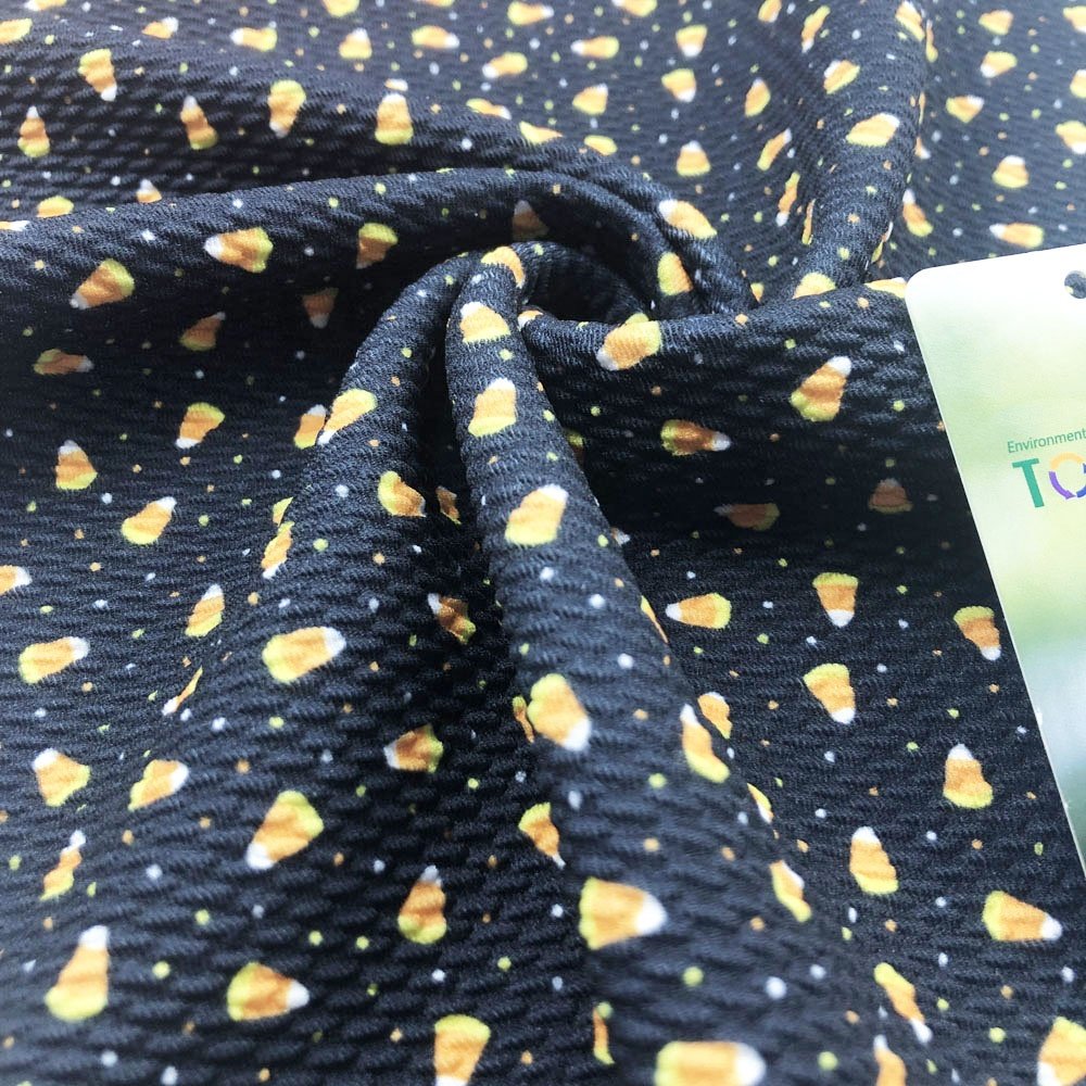 custom design polyester bullet digital printing knitted fabric to make hairbows