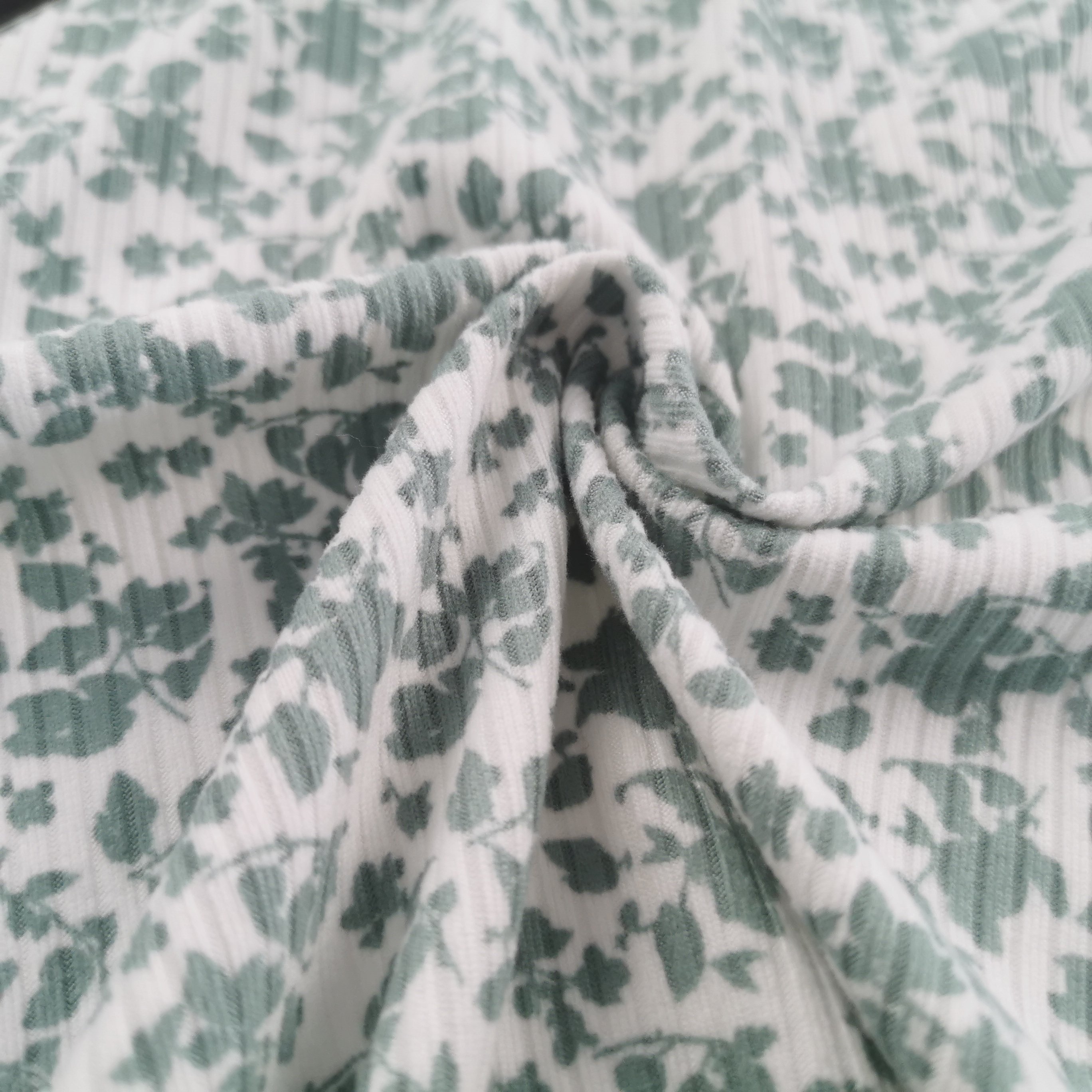 wholesale print rib fabric 4*2 rib knitting polyester for cuff