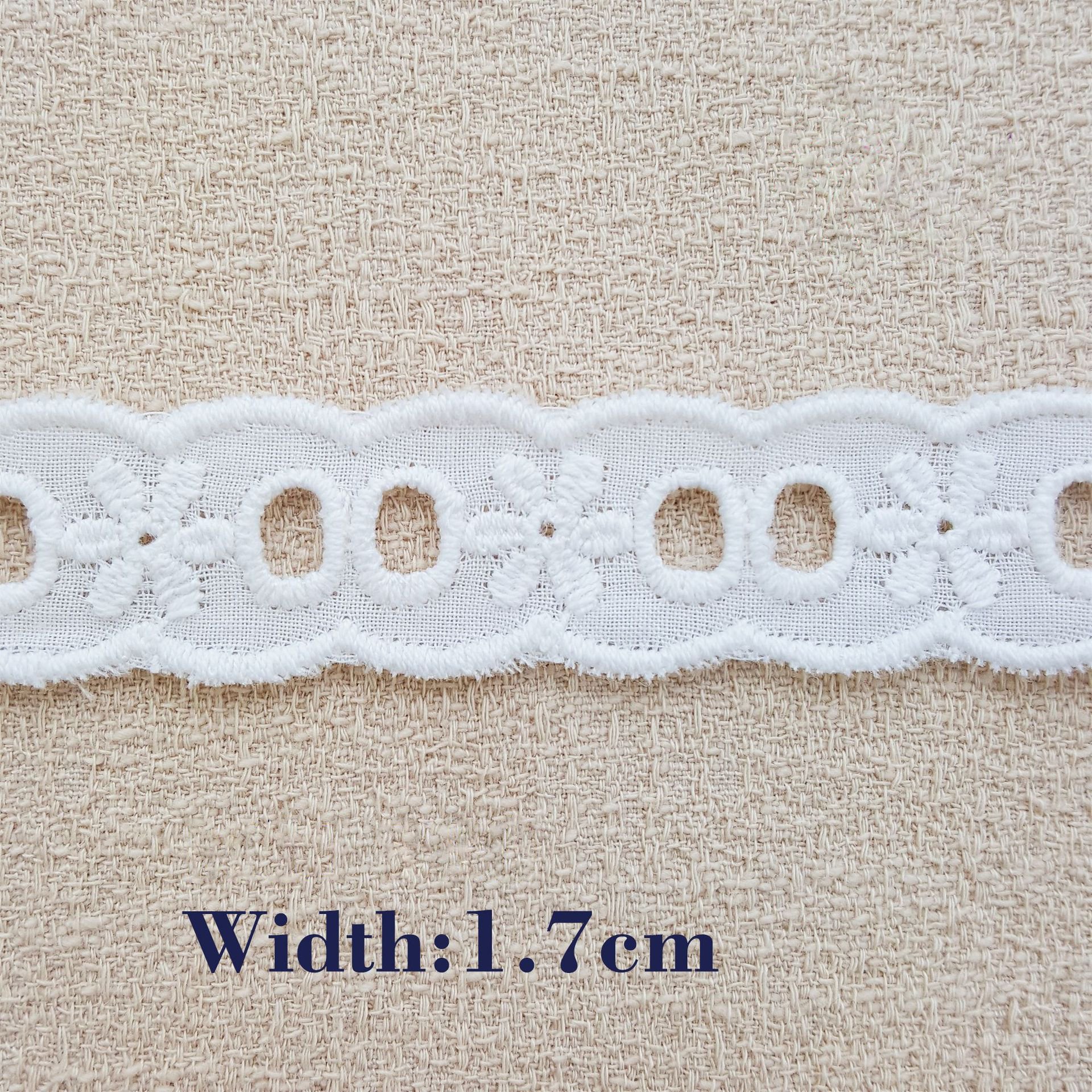 Wholesale Custom Low Price Aviamentos Rendas Tule White Cotton Perforated Hollow Embroidery Lace Fabrics Trim For Women