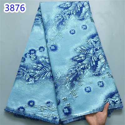 Royal Blue African Brocade Lace 2024 Latest French Lace Fabric Hot Sale Lace Embroidery Jacquard Tissue For Wedding Sew3876