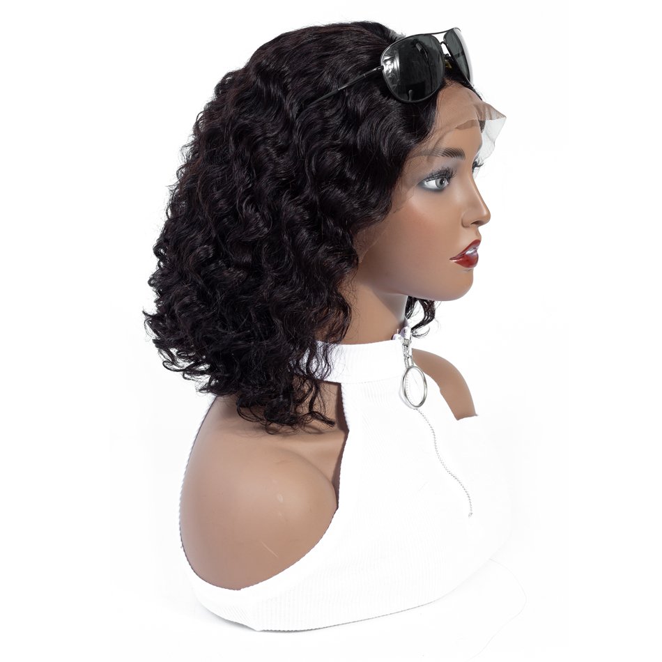 Kinky Curly Short Bob Wigs Vendor Human Hair Deep Wave Cuticle Aligned Raw Brazilian Human Hair Lace Front Wigs For Black Women