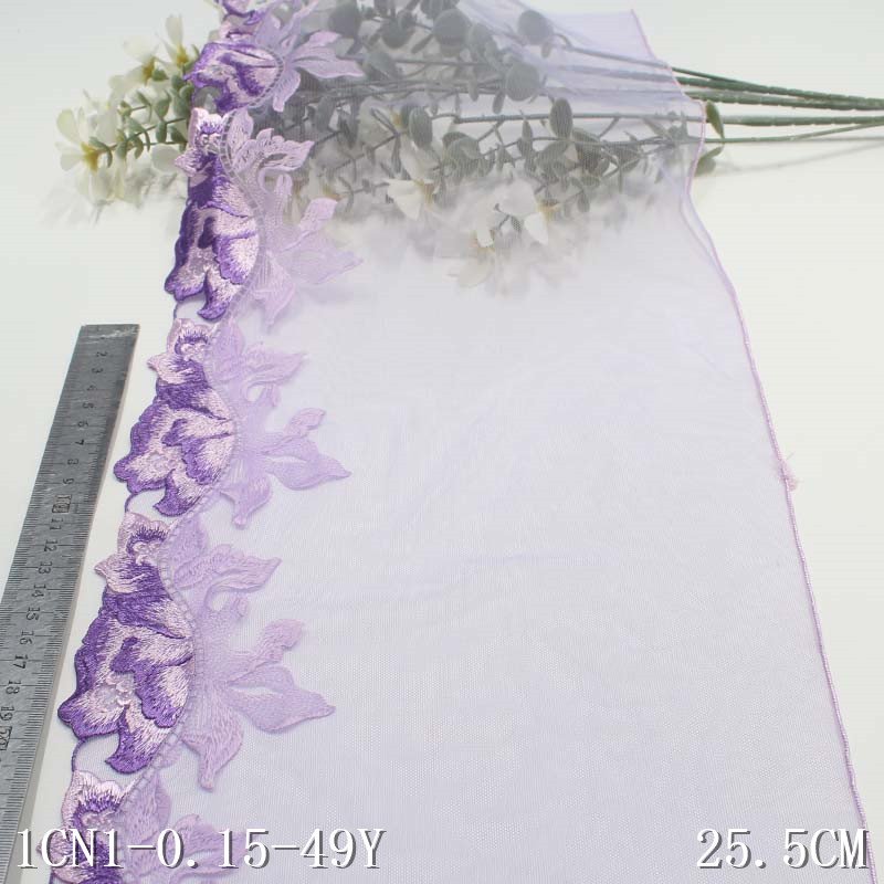 Wholesale OEM colorful floral lace 22cm lemon yellow mesh embroidery lace trim fabric for dress