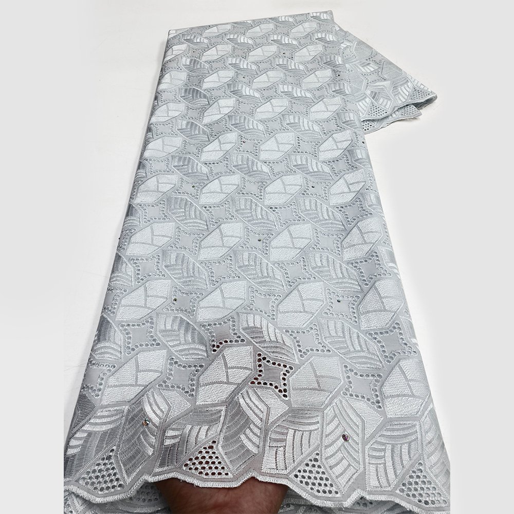 NI.AI White Design Swiss Voile Lace Fabric African Embroidery Cotton Fabrics Nigerian Lace for Wedding Dress LY3530