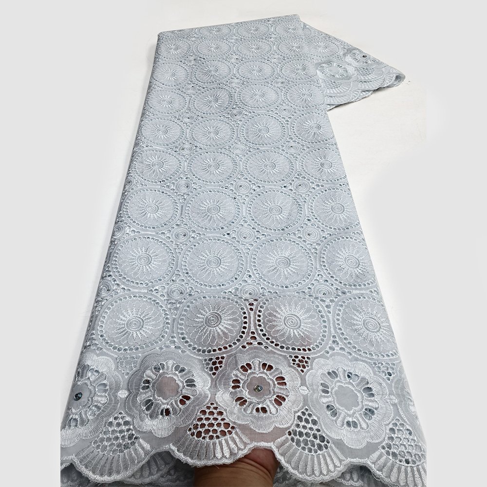 NI.AI White Design Swiss Voile Lace Fabric African Embroidery Cotton Fabrics Nigerian Lace for Wedding Dress LY3530