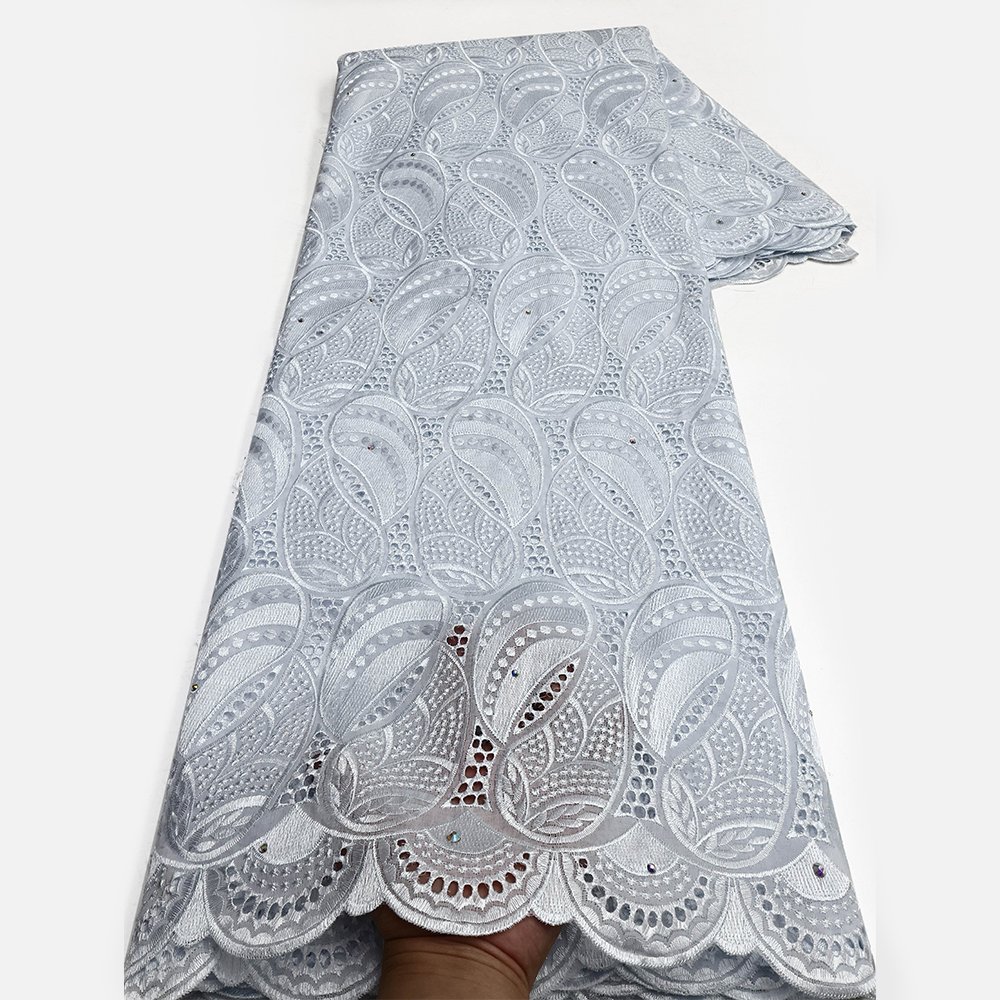 NI.AI White Design Swiss Voile Lace Fabric African Embroidery Cotton Fabrics Nigerian Lace for Wedding Dress LY3530