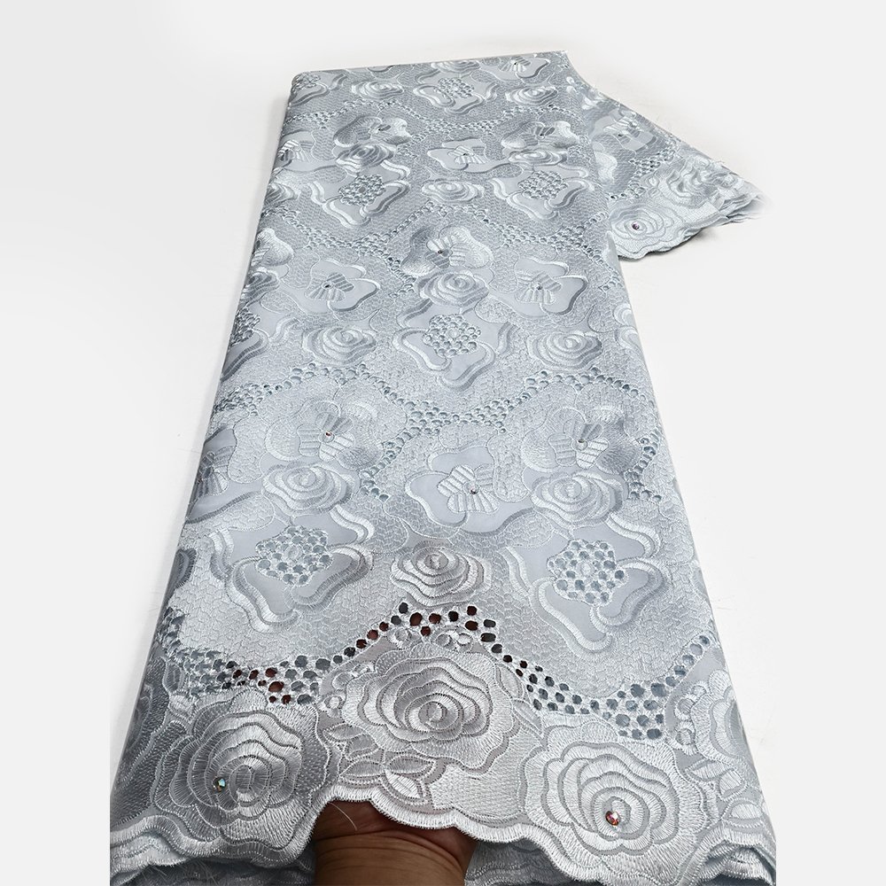 NI.AI White Design Swiss Voile Lace Fabric African Embroidery Cotton Fabrics Nigerian Lace for Wedding Dress LY3530