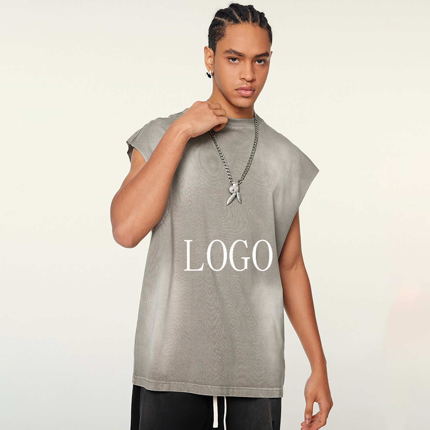 Top Quality Ribbed Tank Top Acid Wash Plain Vest For Men Custom Oversized 310gsm Sleeveless Tshirt