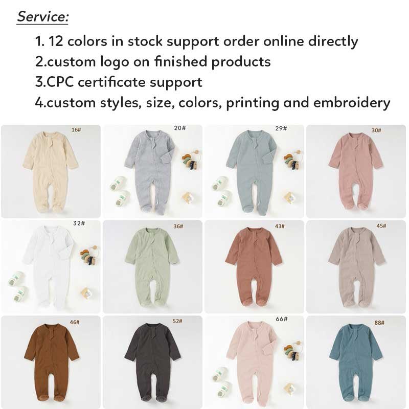 Wholesale CPC Certificate 12 Colors with Match Color Headband Hat Organic Cotton Baby Layette Infant Clothing Romper Baby Grow