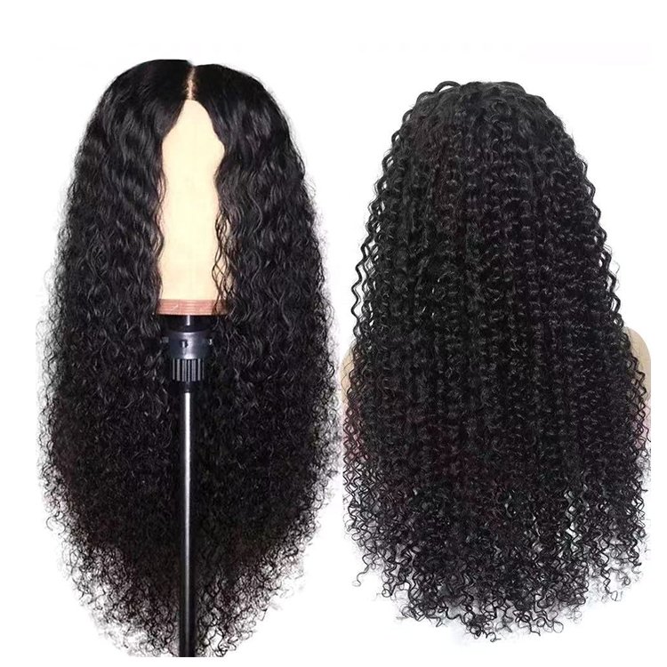 Wholesale Afro Kinky Curly Human Hair Lace Front Wig 4X4 Transparent Lace Closure Wig Wet And Wavy Indian Hair Wig 10-30 Inches