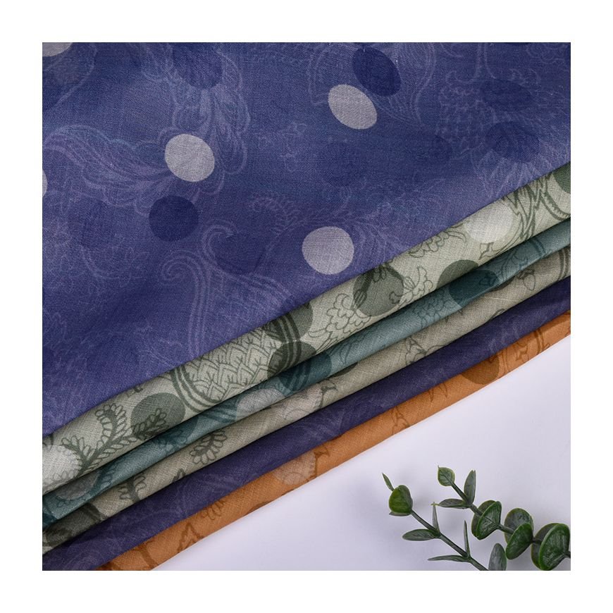 High quality soft touch for summer clothing 100% ramie linen print fabric for women's garment