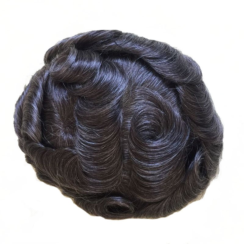 Swiss Lace Hair Replacement System Men Toupee Scallop Human Hair Toppers with Cuticles European Virgin Natural Full Lace 6inches