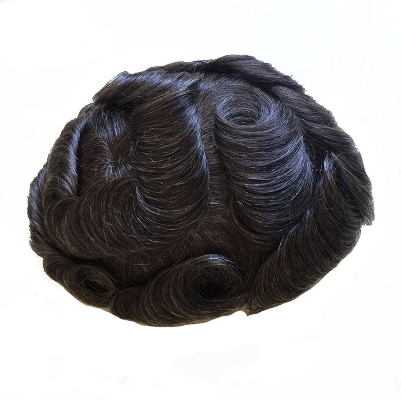 Swiss Lace Hair Replacement System Men Toupee Scallop Human Hair Toppers with Cuticles European Virgin Natural Full Lace 6inches