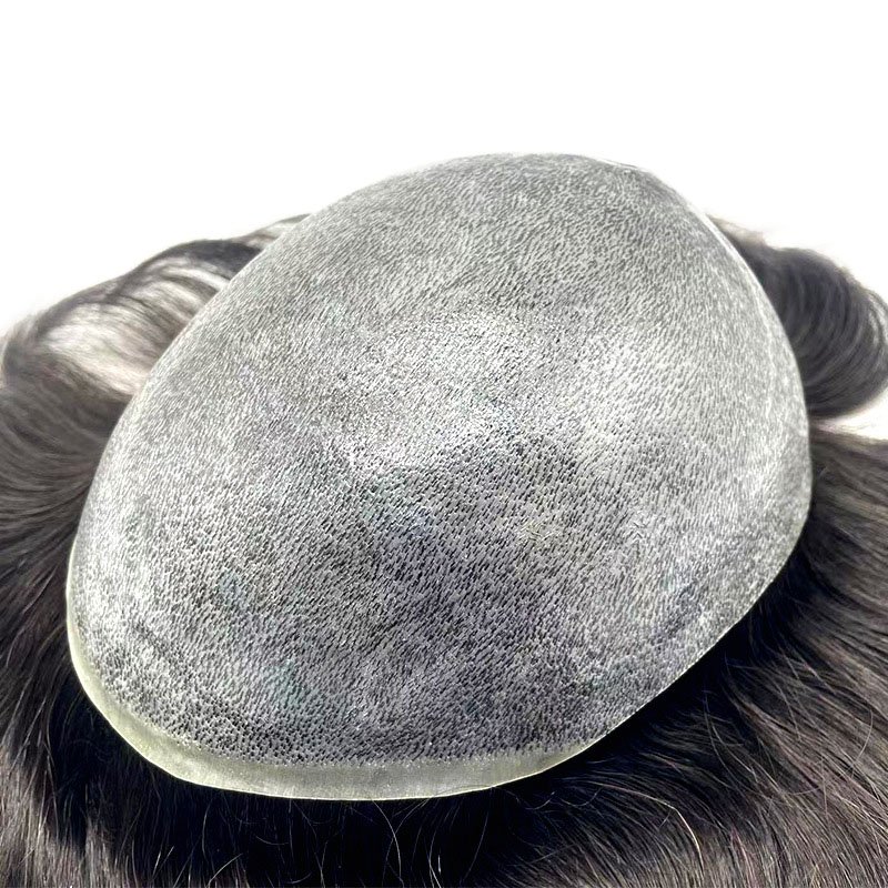 Swiss Lace Hair Replacement System Men Toupee Scallop Human Hair Toppers with Cuticles European Virgin Natural Full Lace 6inches
