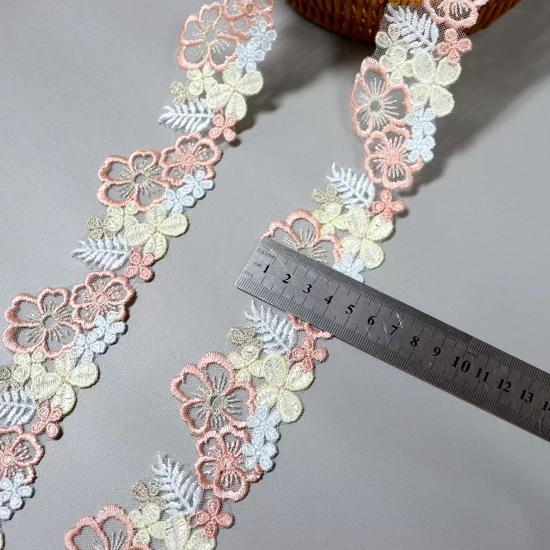 New Lolita Princess Dress Embroidered Flower Lace Pink Blue Four Color Embroidery Decorative Lace