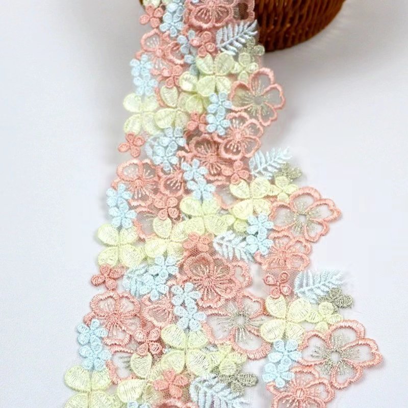 New Lolita Princess Dress Embroidered Flower Lace Pink Blue Four Color Embroidery Decorative Lace