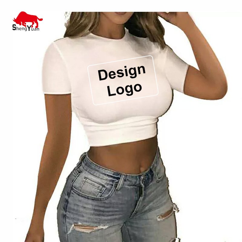Baby Tee Cropped Ladies Graphic T Shirts Plain Summer Cotton Tight Slim Fit T Shirt Top Oversized Crop Top Mujer Sexy For Women