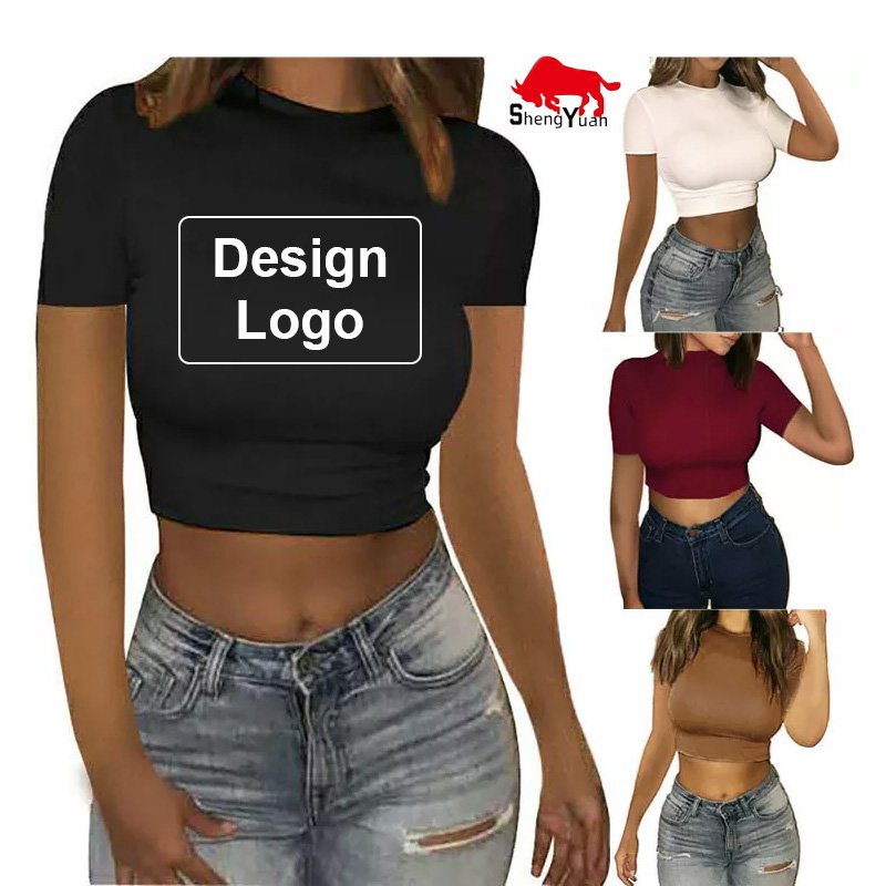 Baby Tee Cropped Ladies Graphic T Shirts Plain Summer Cotton Tight Slim Fit T Shirt Top Oversized Crop Top Mujer Sexy For Women