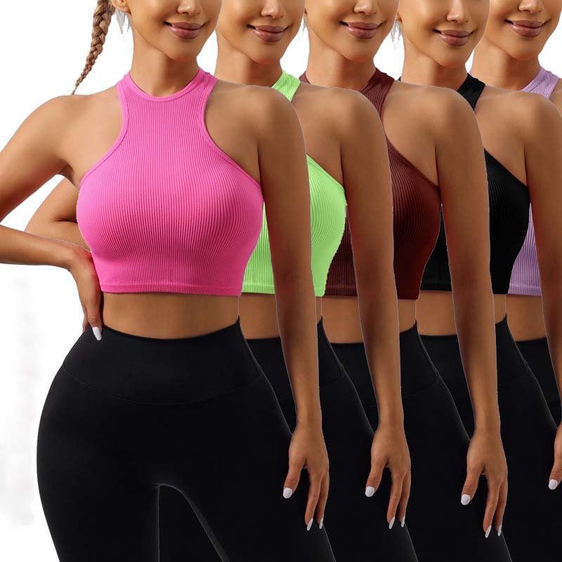 FS14972D wholesale women halter vest ribbed crop tops